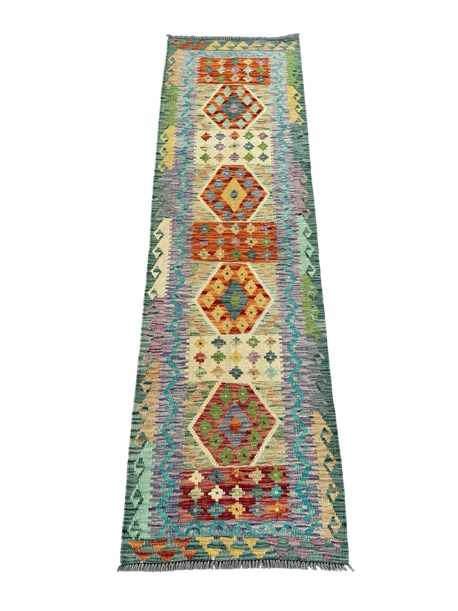 Handmade Afghan Kilim Runner Rug 290 CM x 86 CM Sk#1414