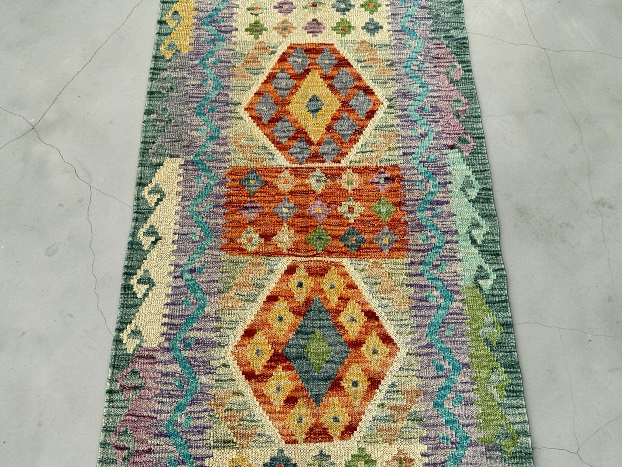 Handmade Afghan Kilim Runner Rug 290 CM x 86 CM Sk#1414