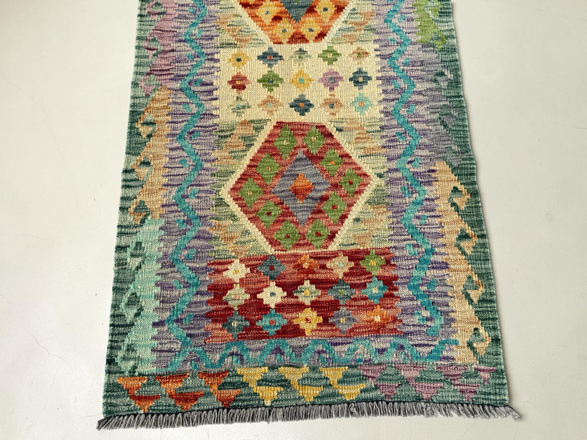 Handmade Afghan Kilim Runner Rug 290 CM x 86 CM Sk#1414