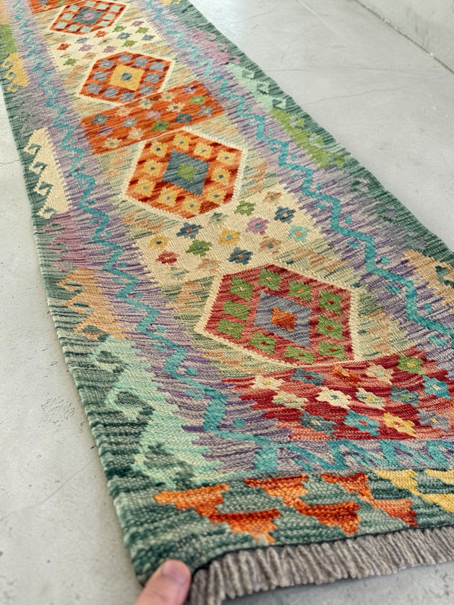 Handmade Afghan Kilim Runner Rug 290 CM x 86 CM Sk#1414