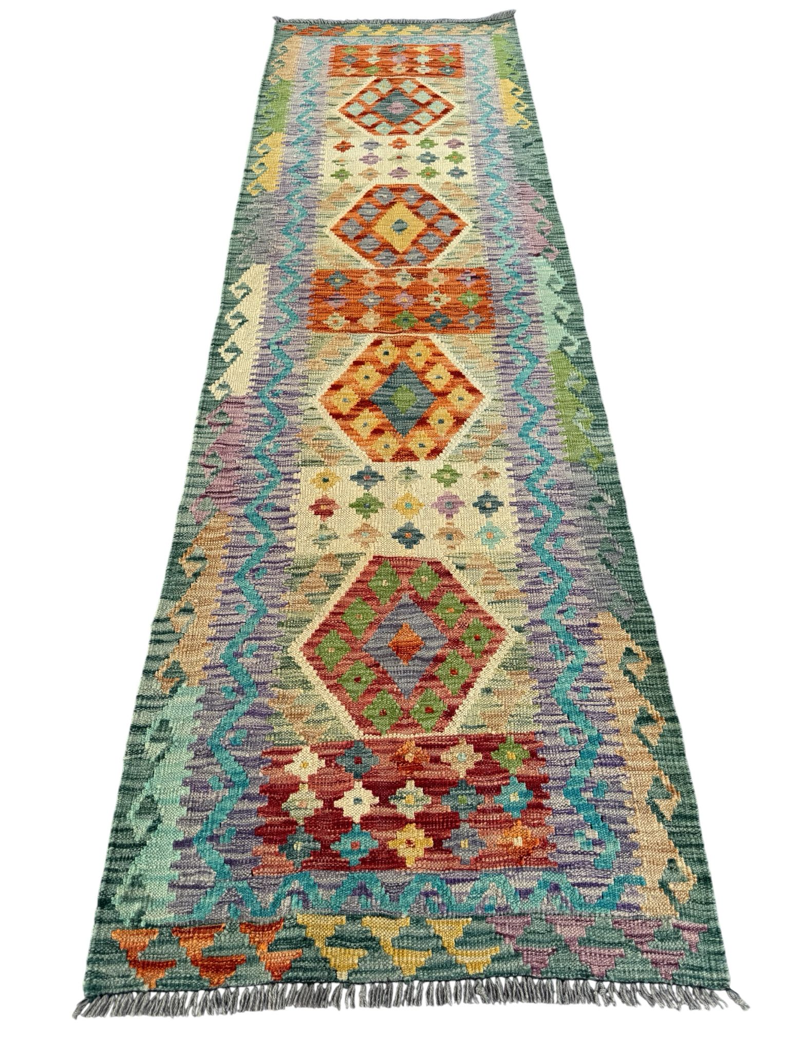 Handmade Afghan Kilim Runner Rug 290 CM x 86 CM Sk#1414