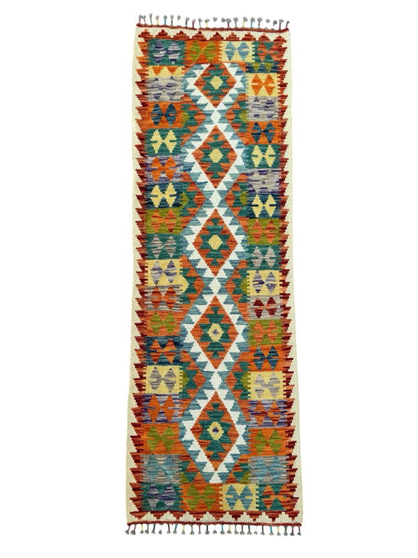 Handmade Afghan Kilim Runner Rug 202 CM x 75 CM Sk#1415