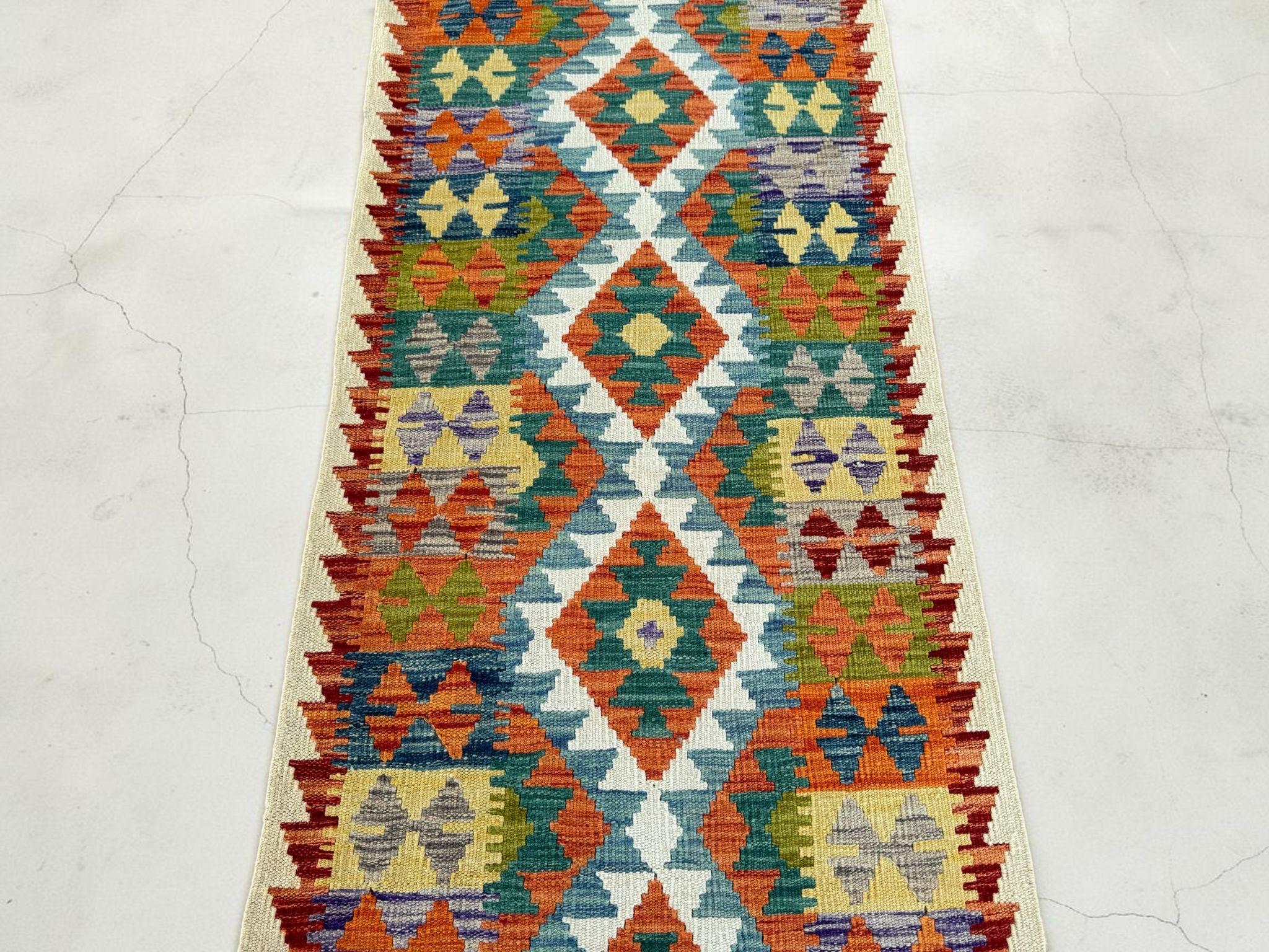 Handmade Afghan Kilim Runner Rug 202 CM x 75 CM Sk#1415