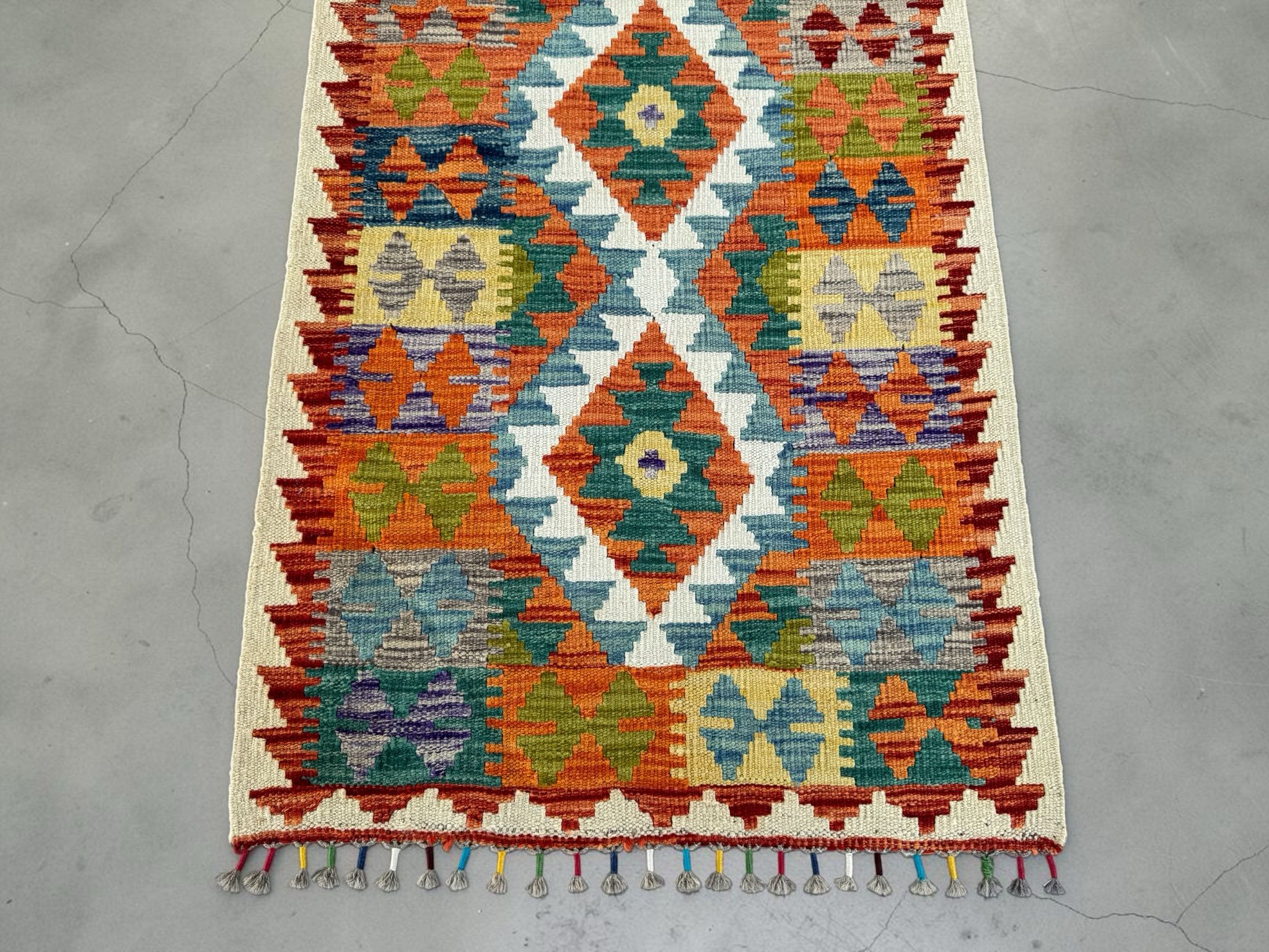 Handmade Afghan Kilim Runner Rug 202 CM x 75 CM Sk#1415