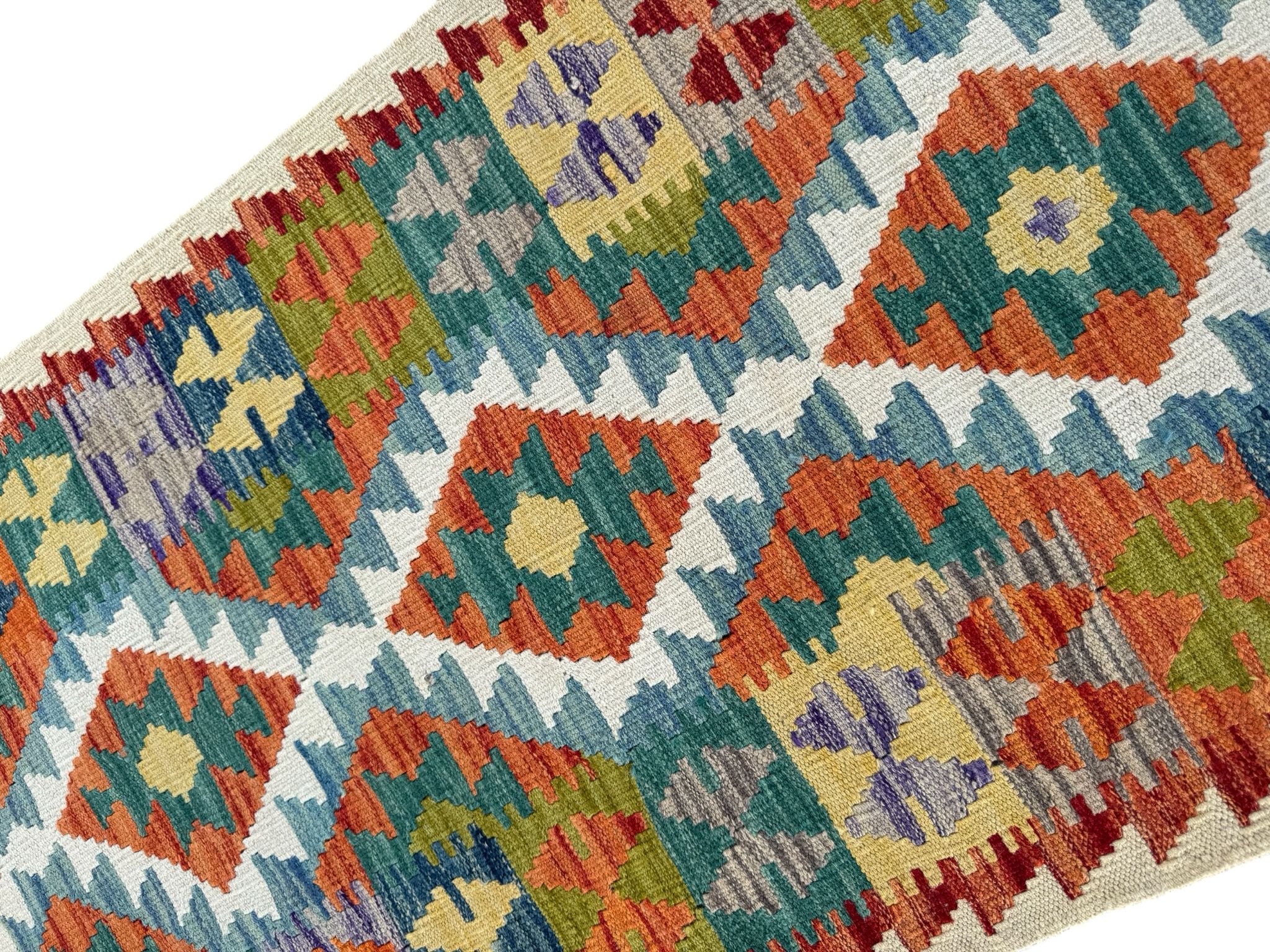 Handmade Afghan Kilim Runner Rug 202 CM x 75 CM Sk#1415