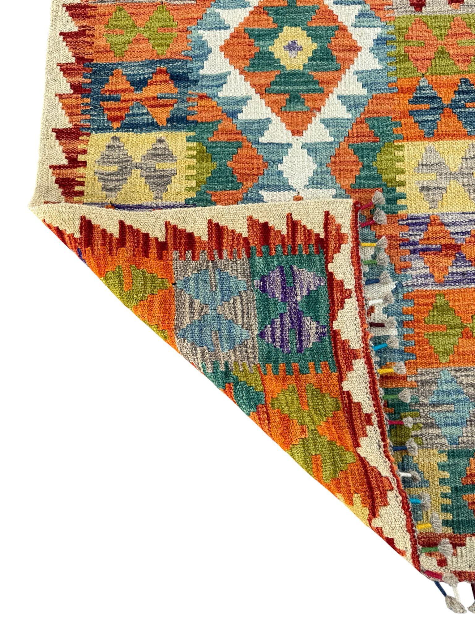 Handmade Afghan Kilim Runner Rug 202 CM x 75 CM Sk#1415