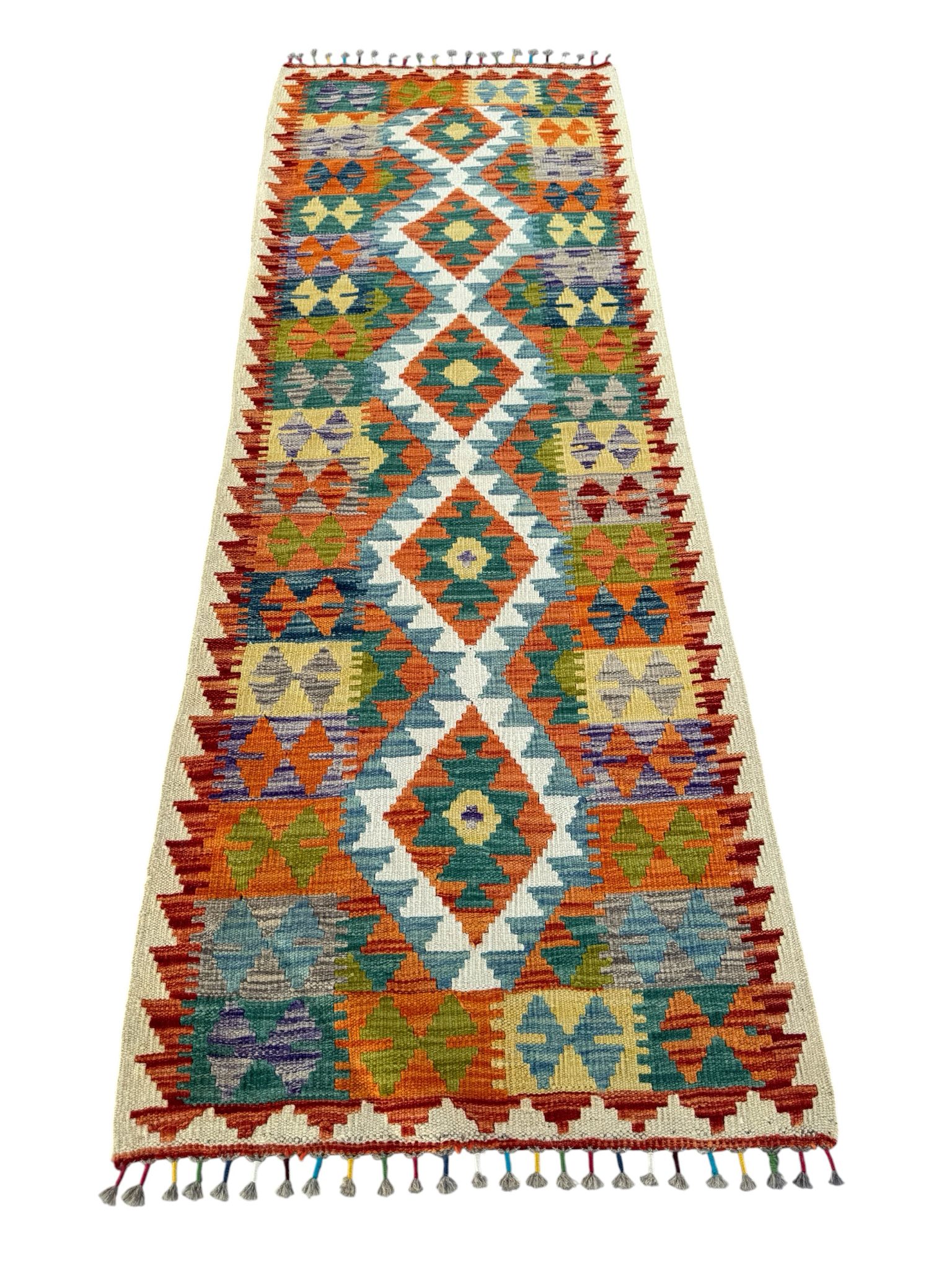 Handmade Afghan Kilim Runner Rug 202 CM x 75 CM Sk#1415