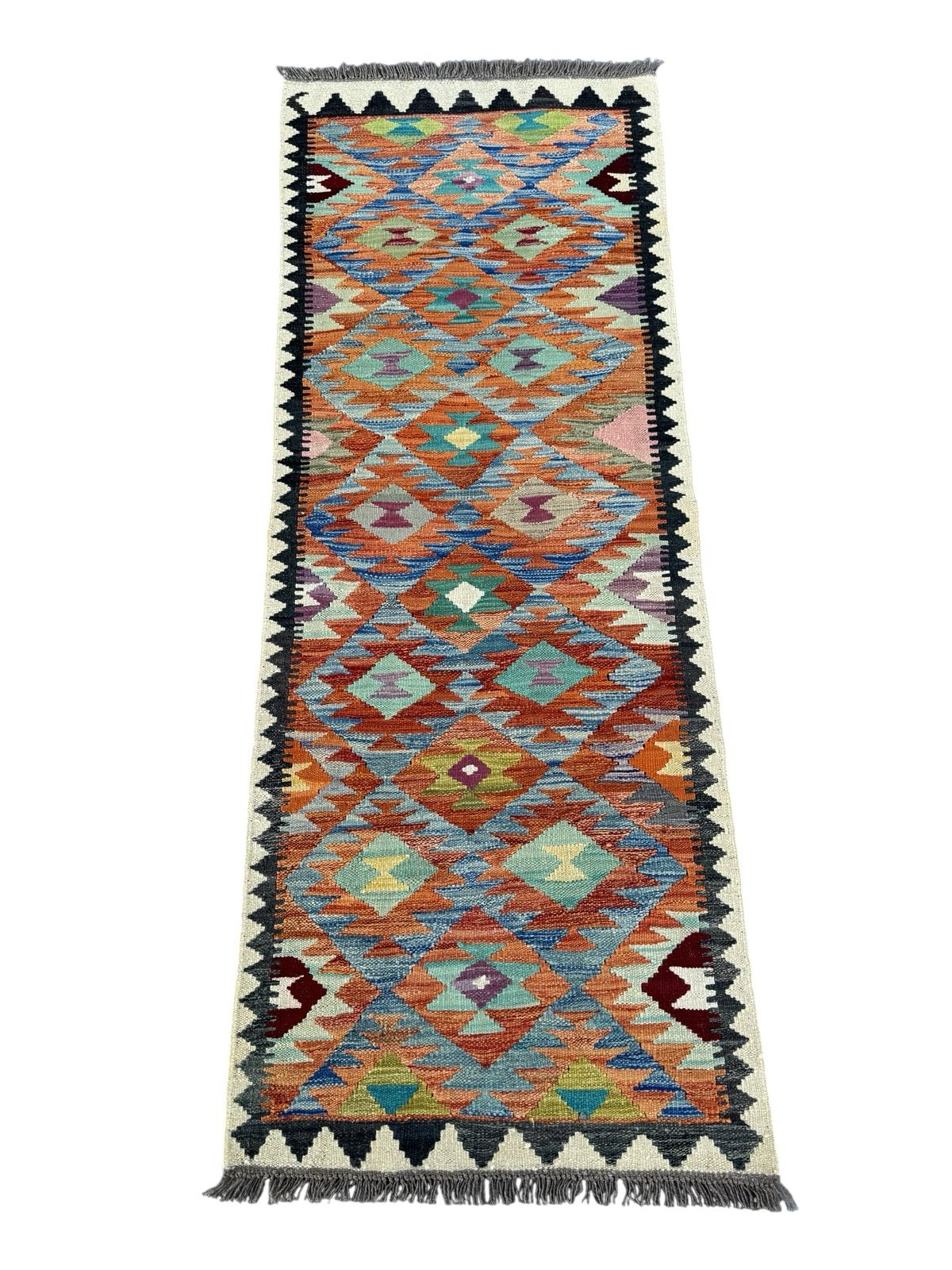Handmade Afghan Kilim Runner Rug 196 CM x 75 CM Sk#1416