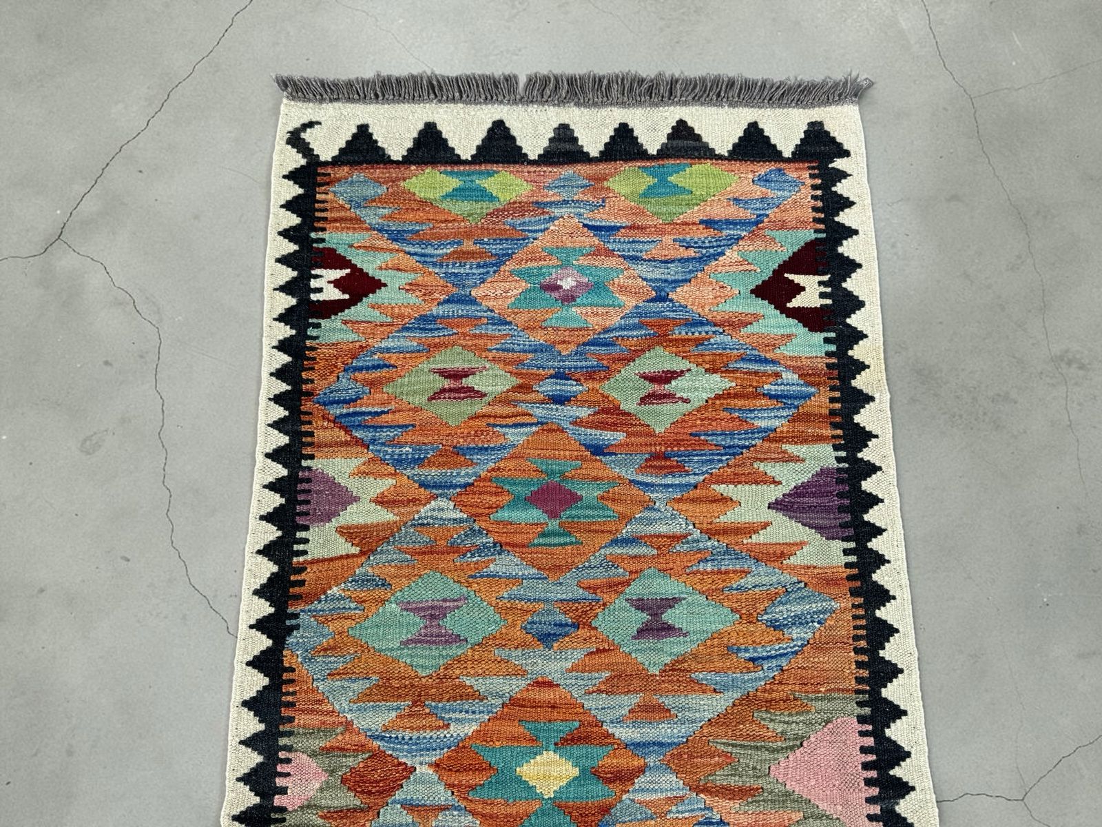 Handmade Afghan Kilim Runner Rug 196 CM x 75 CM Sk#1416