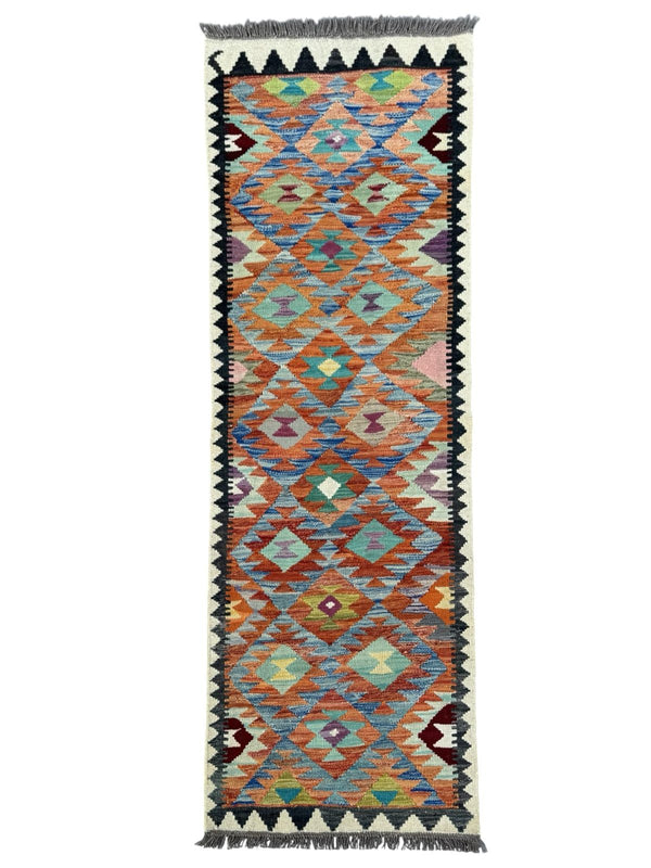 Handmade Afghan Kilim Runner Rug 196 CM x 75 CM Sk#1416