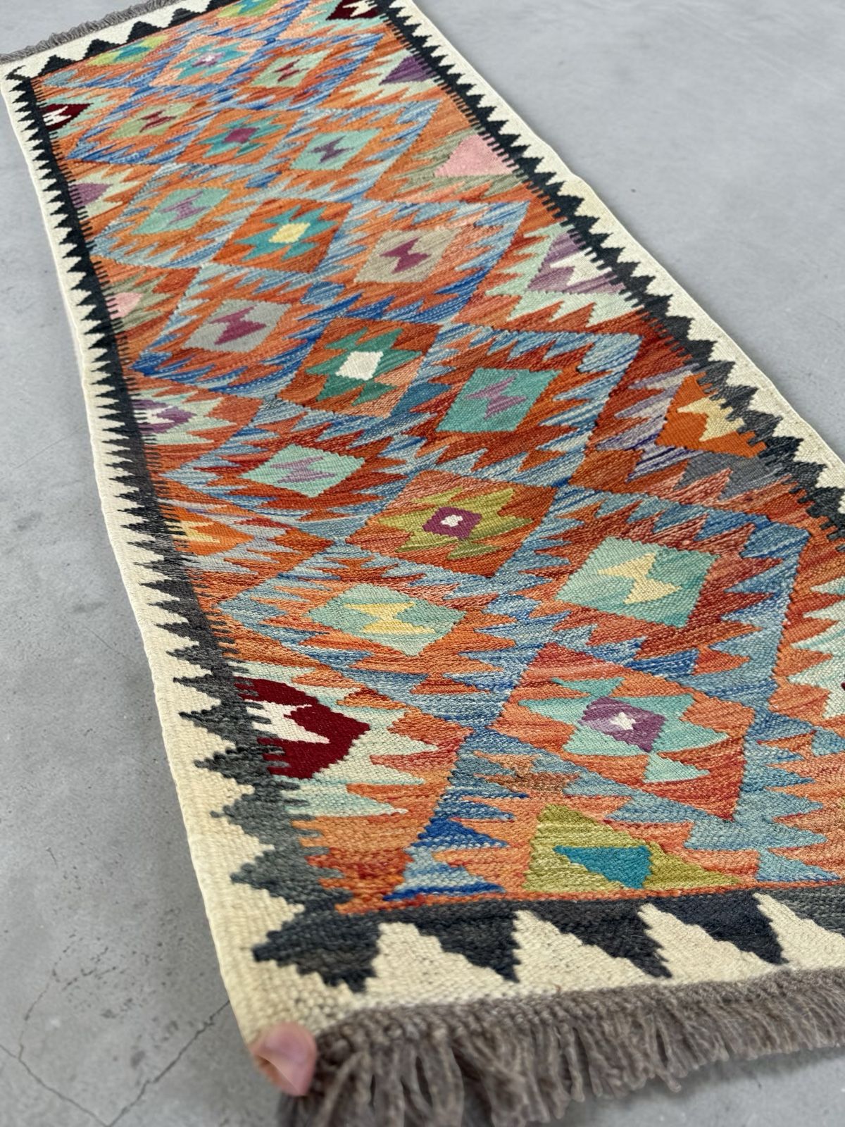Handmade Afghan Kilim Runner Rug 196 CM x 75 CM Sk#1416