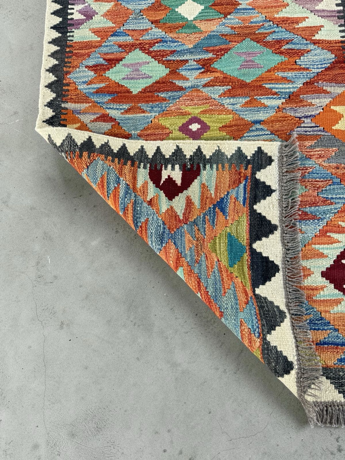 Handmade Afghan Kilim Runner Rug 196 CM x 75 CM Sk#1416