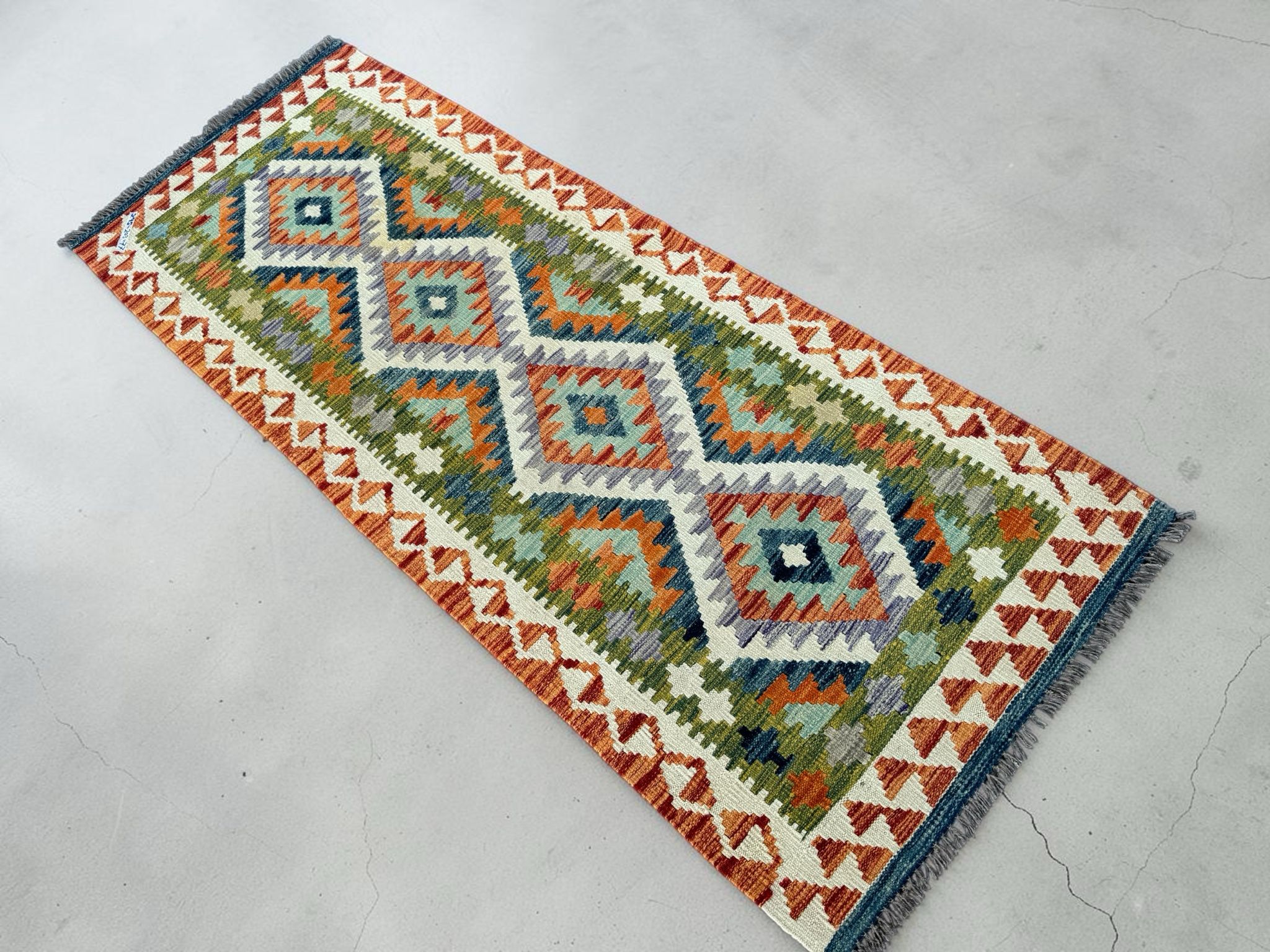 Handmade Afghan Kilim Runner Rug 202 CM x 78 CM Sk#1417