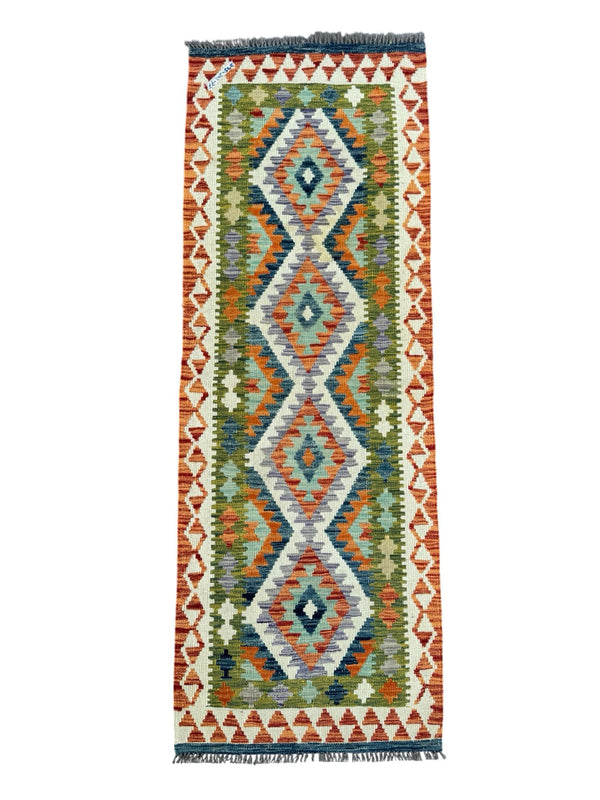 Handmade Afghan Kilim Runner Rug 202 CM x 78 CM Sk#1417