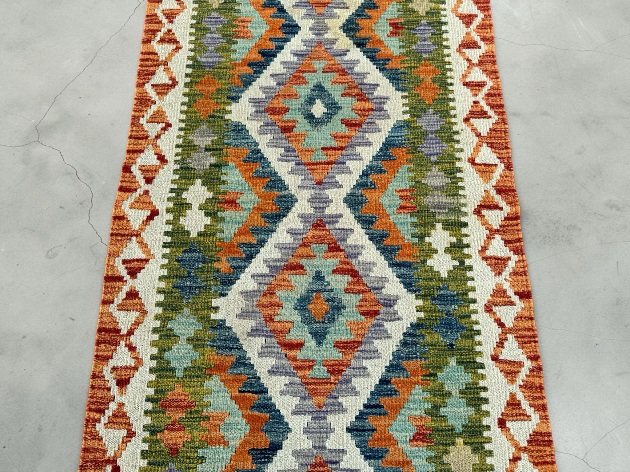Handmade Afghan Kilim Runner Rug 202 CM x 78 CM Sk#1417