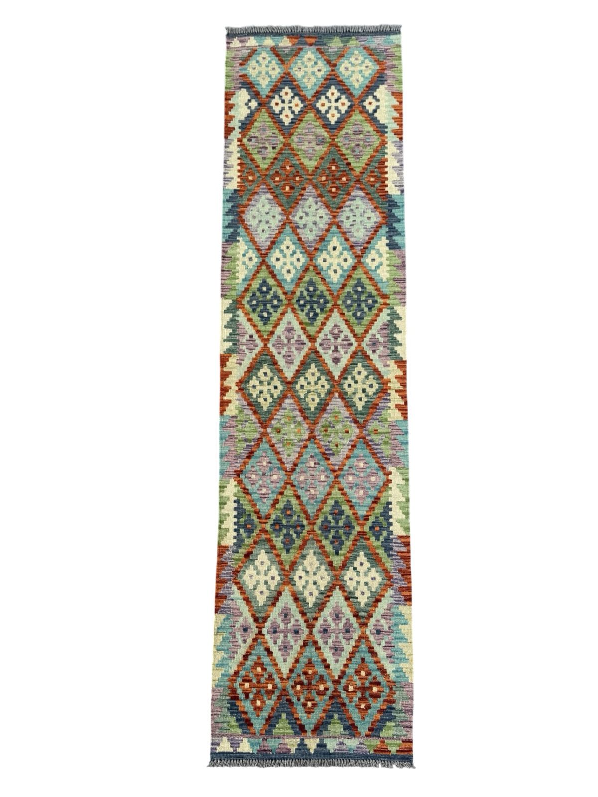 Handmade Afghan Kilim Runner Rug 290 CM x 81 CM Sk#1418