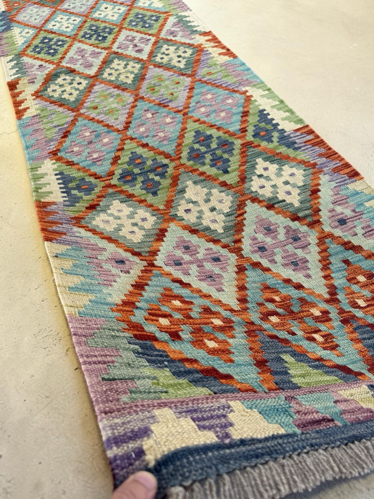 Handmade Afghan Kilim Runner Rug 290 CM x 81 CM Sk#1418