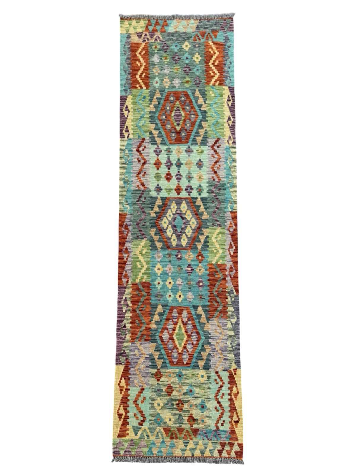 Handmade Afghan Kilim Runner Rug 292 CM x 87 CM Sk#1419