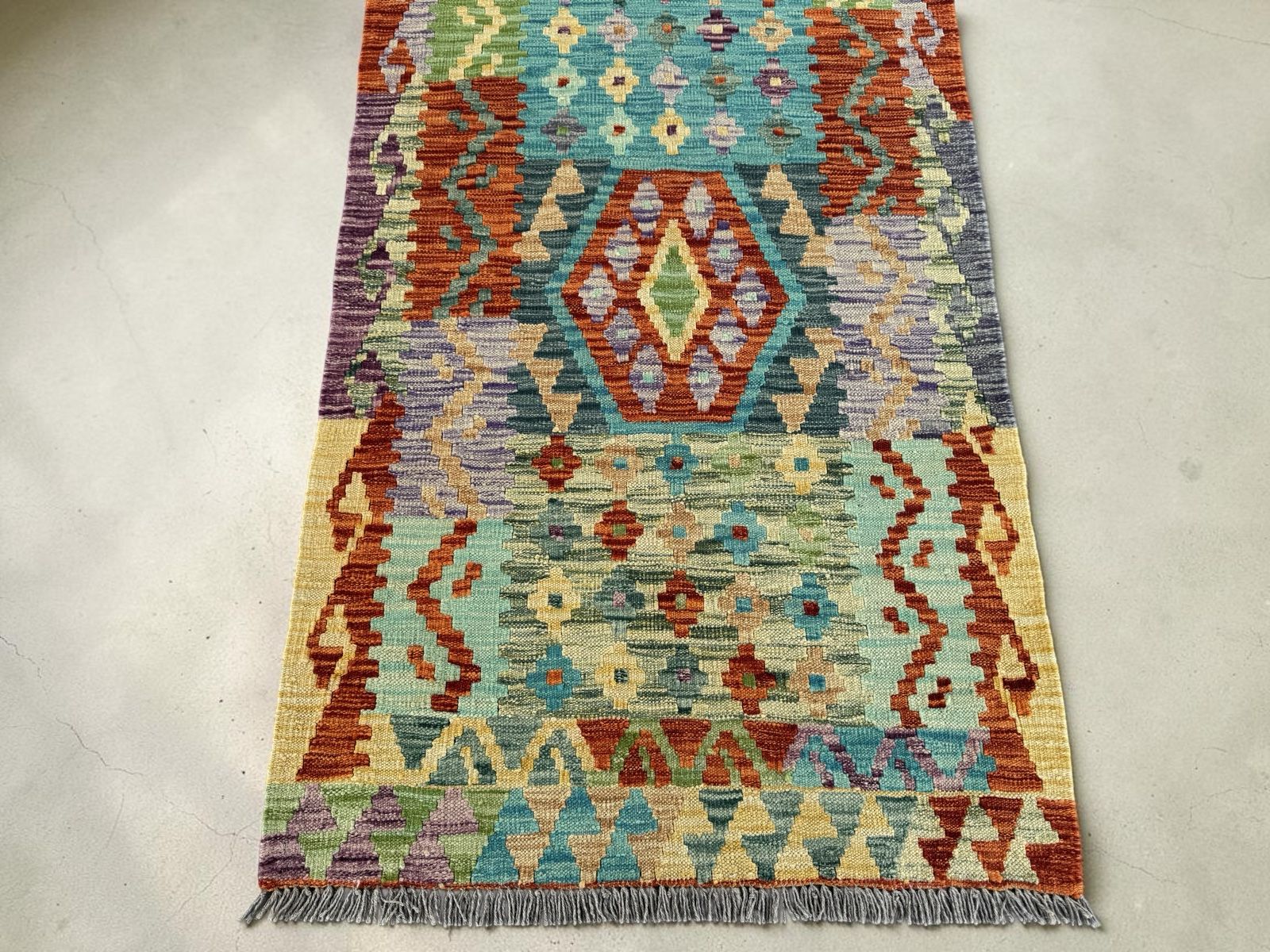 Handmade Afghan Kilim Runner Rug 292 CM x 87 CM Sk#1419