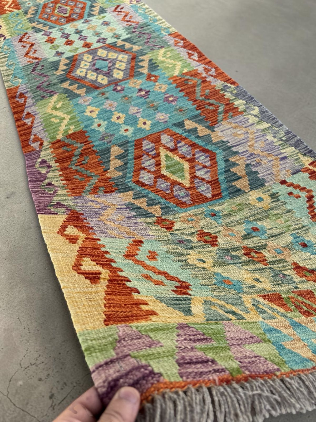 Handmade Afghan Kilim Runner Rug 292 CM x 87 CM Sk#1419