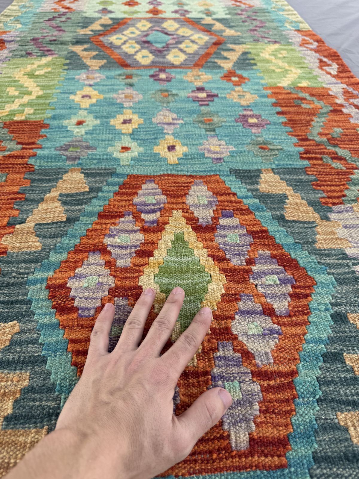 Handmade Afghan Kilim Runner Rug 292 CM x 87 CM Sk#1419