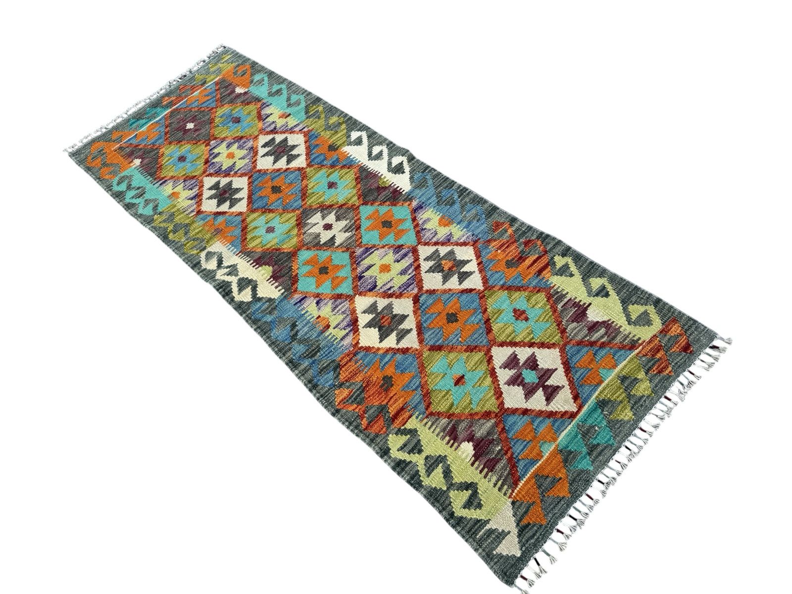 Handmade Afghan Kilim Runner Rug 191 CM x 72 CM Sk#1420