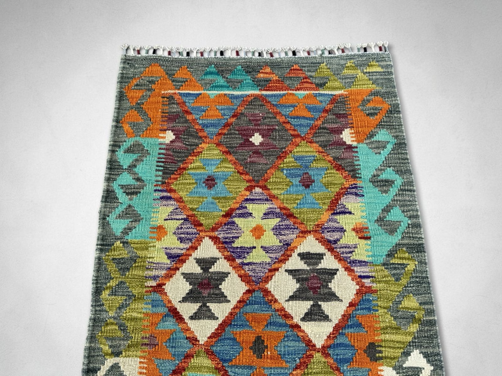 Handmade Afghan Kilim Runner Rug 191 CM x 72 CM Sk#1420