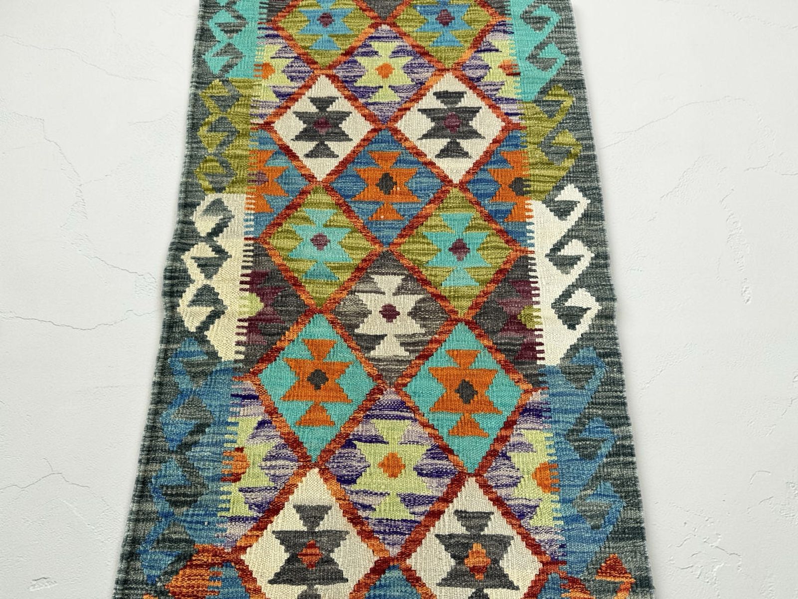 Handmade Afghan Kilim Runner Rug 191 CM x 72 CM Sk#1420
