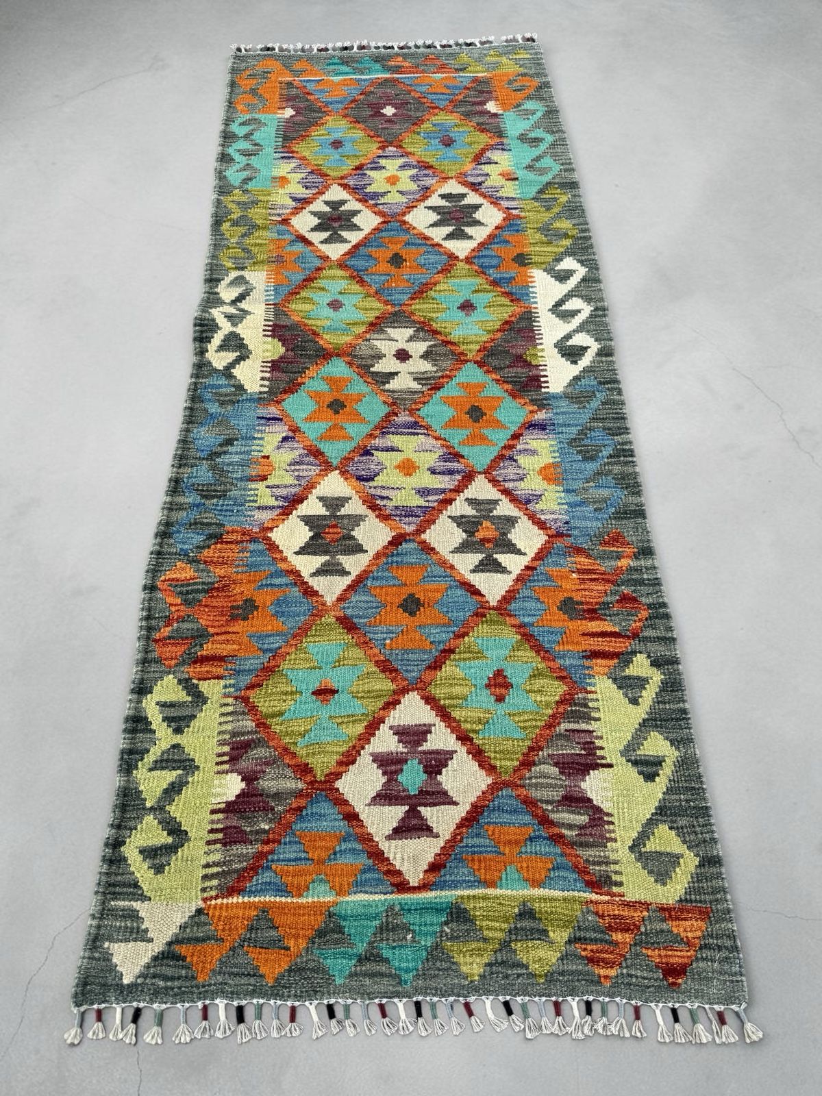 Handmade Afghan Kilim Runner Rug 191 CM x 72 CM Sk#1420