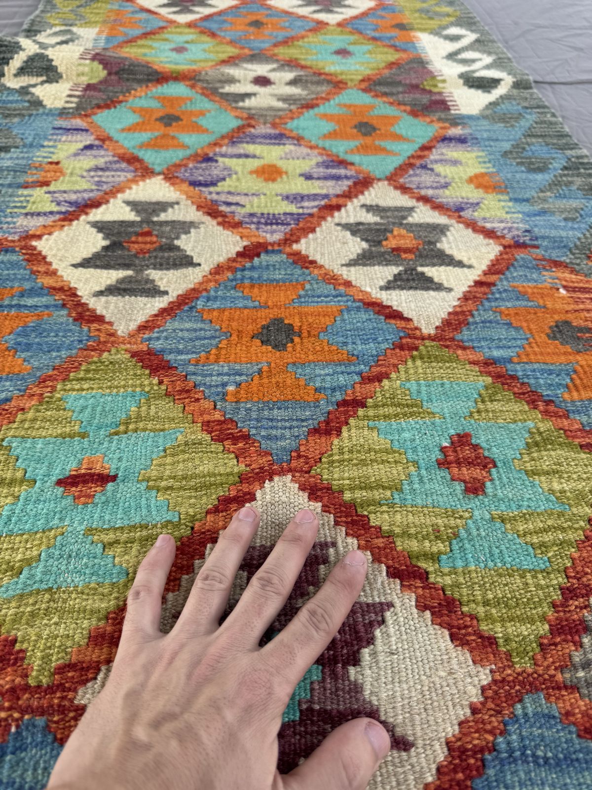 Handmade Afghan Kilim Runner Rug 191 CM x 72 CM Sk#1420