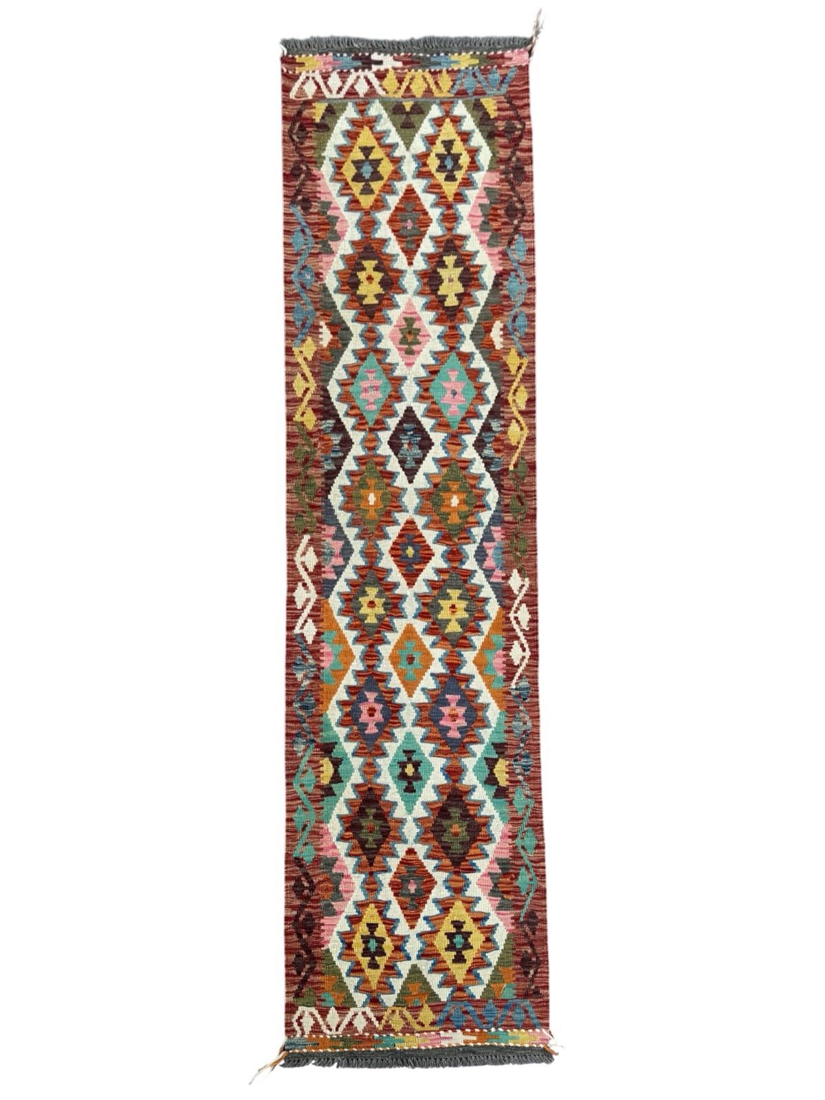 Handmade Afghan Kilim Runner Rug 291 CM x 83 CM Sk#1421