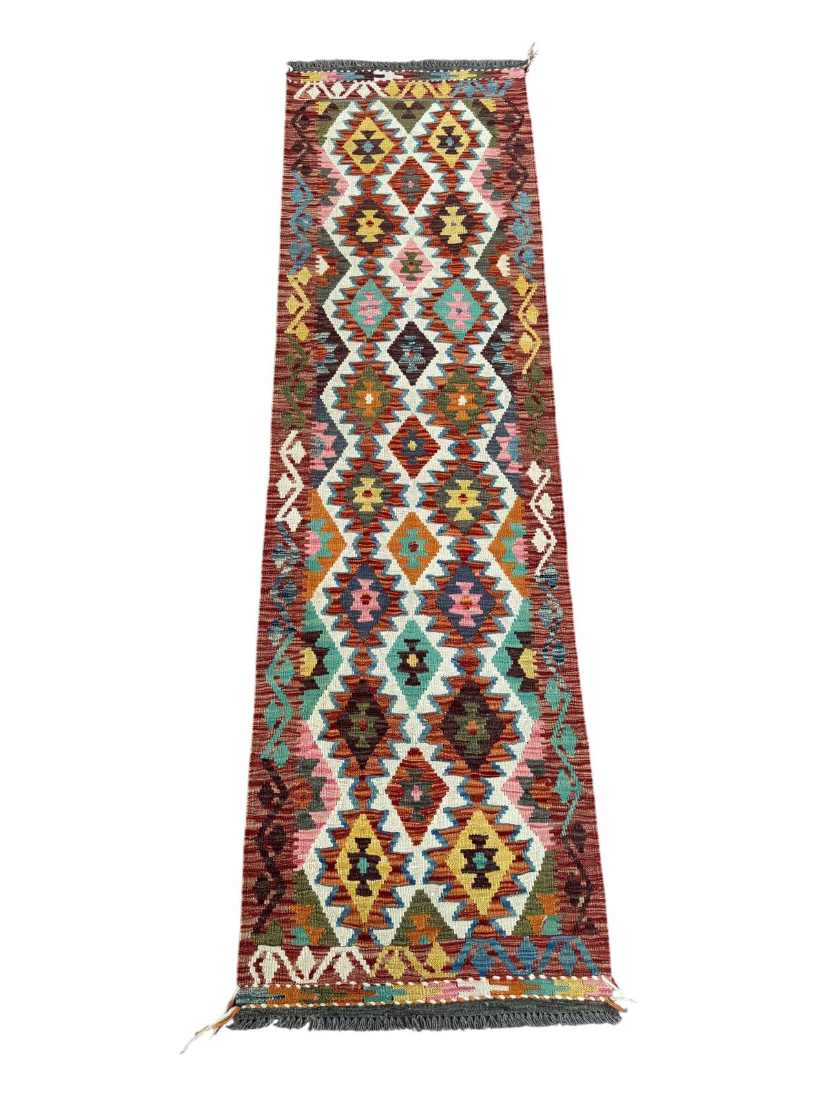 Handmade Afghan Kilim Runner Rug 291 CM x 83 CM Sk#1421