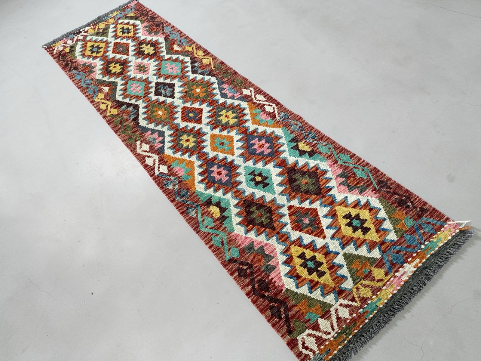 Handmade Afghan Kilim Runner Rug 291 CM x 83 CM Sk#1421