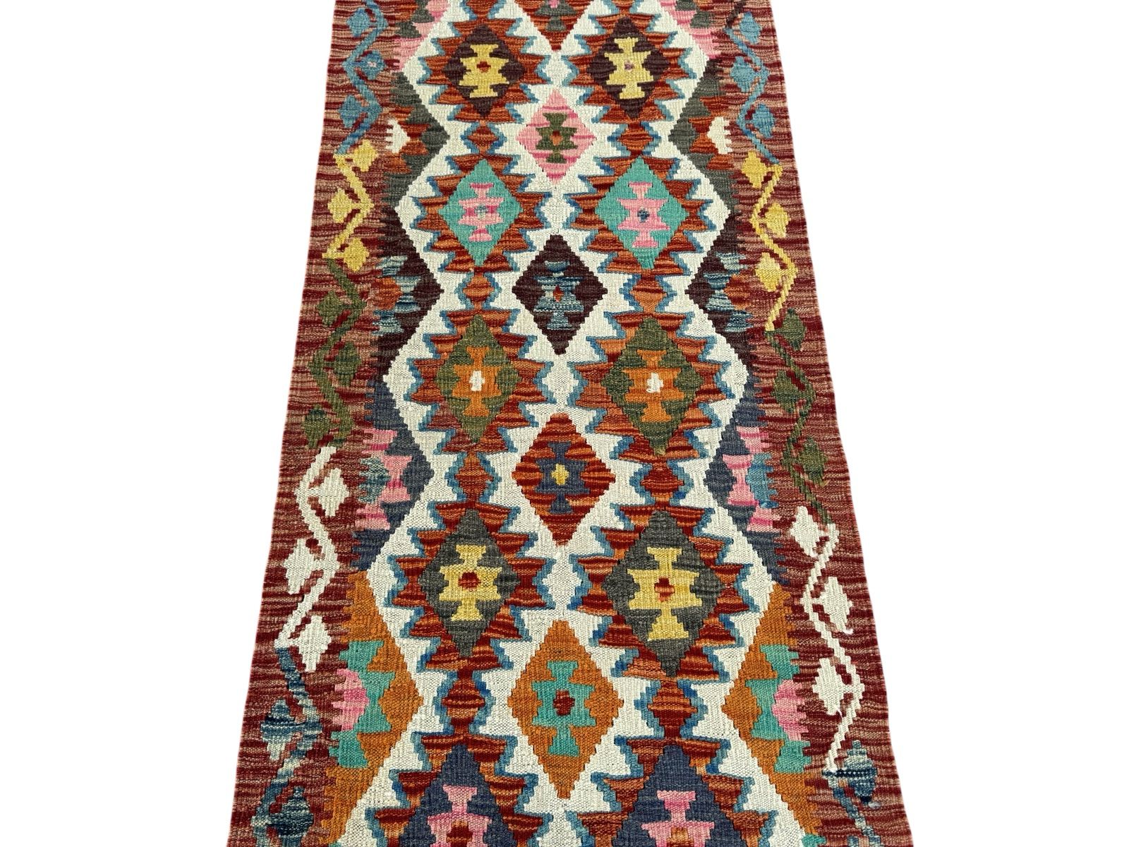 Handmade Afghan Kilim Runner Rug 291 CM x 83 CM Sk#1421