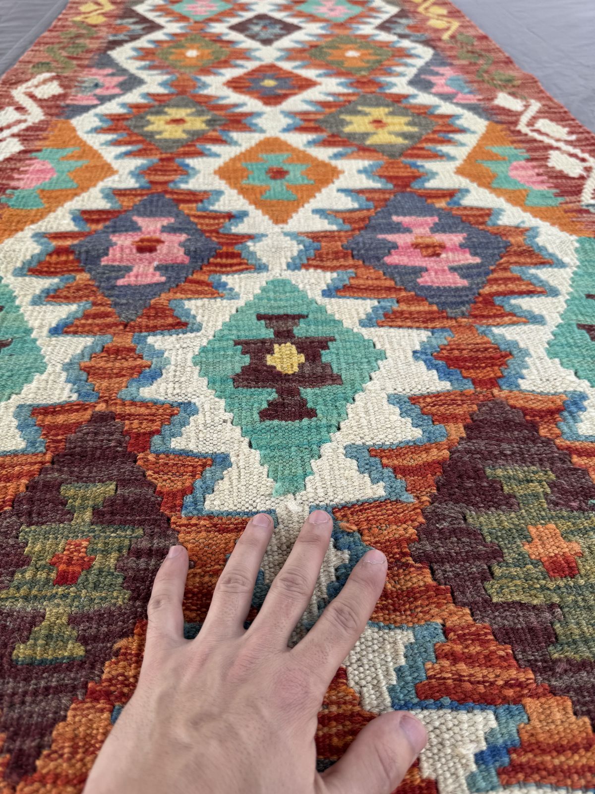 Handmade Afghan Kilim Runner Rug 291 CM x 83 CM Sk#1421