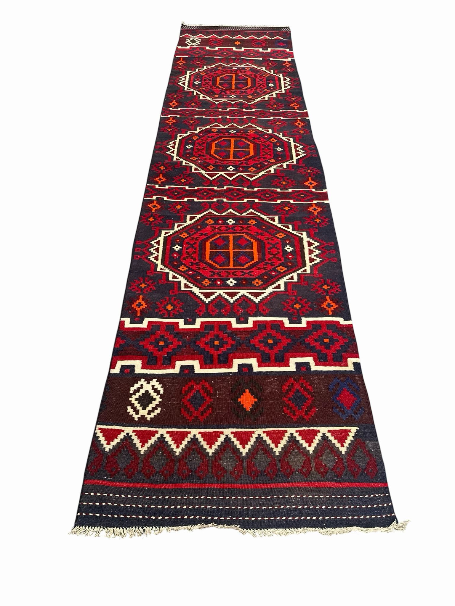 Handmade Kilim Long Hallway Rug 409 CM x 99 CM Sk#2018