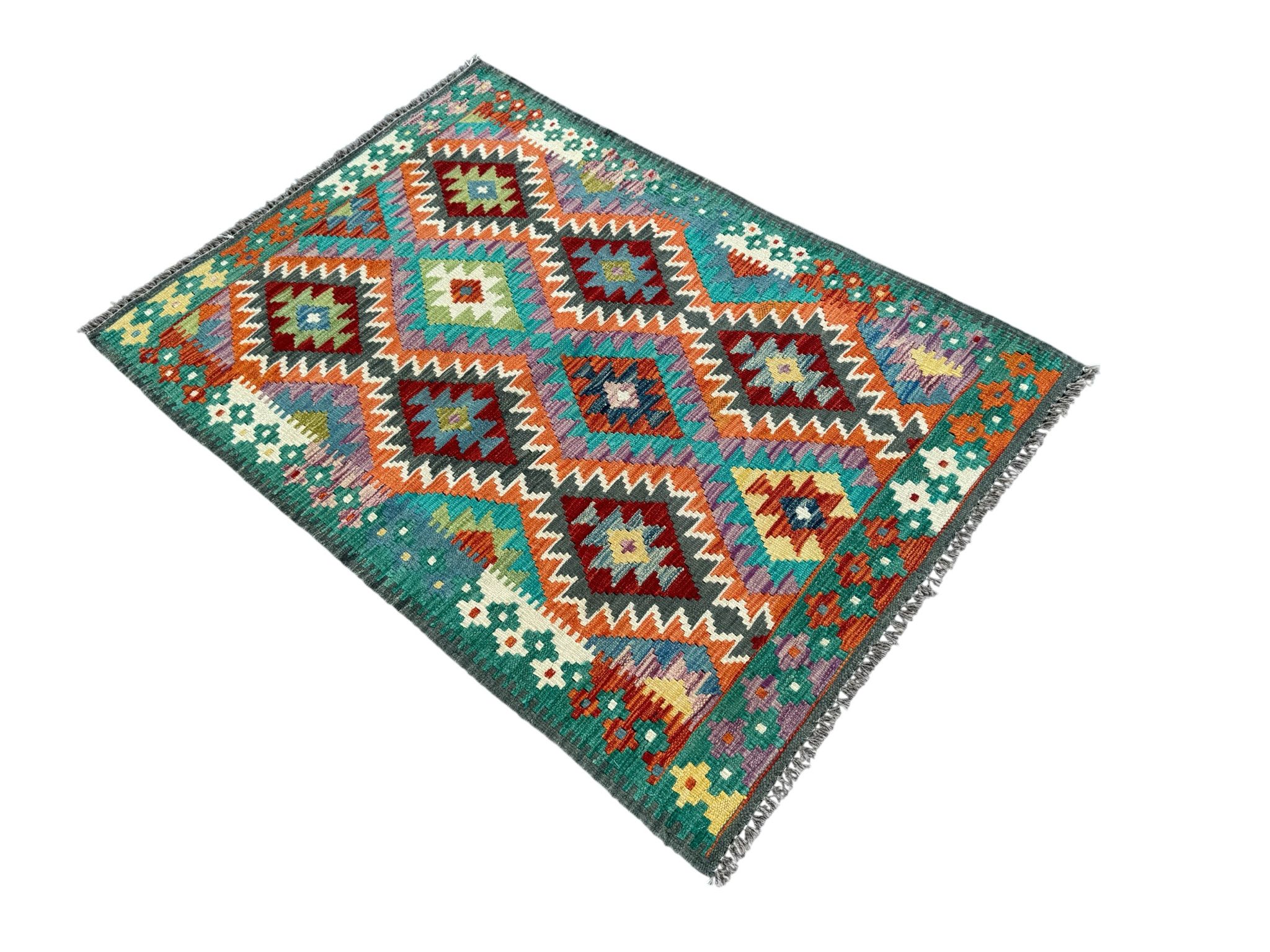 Handmade Afghan Kilim Rug 141 CM x 100 CM Sk#1441