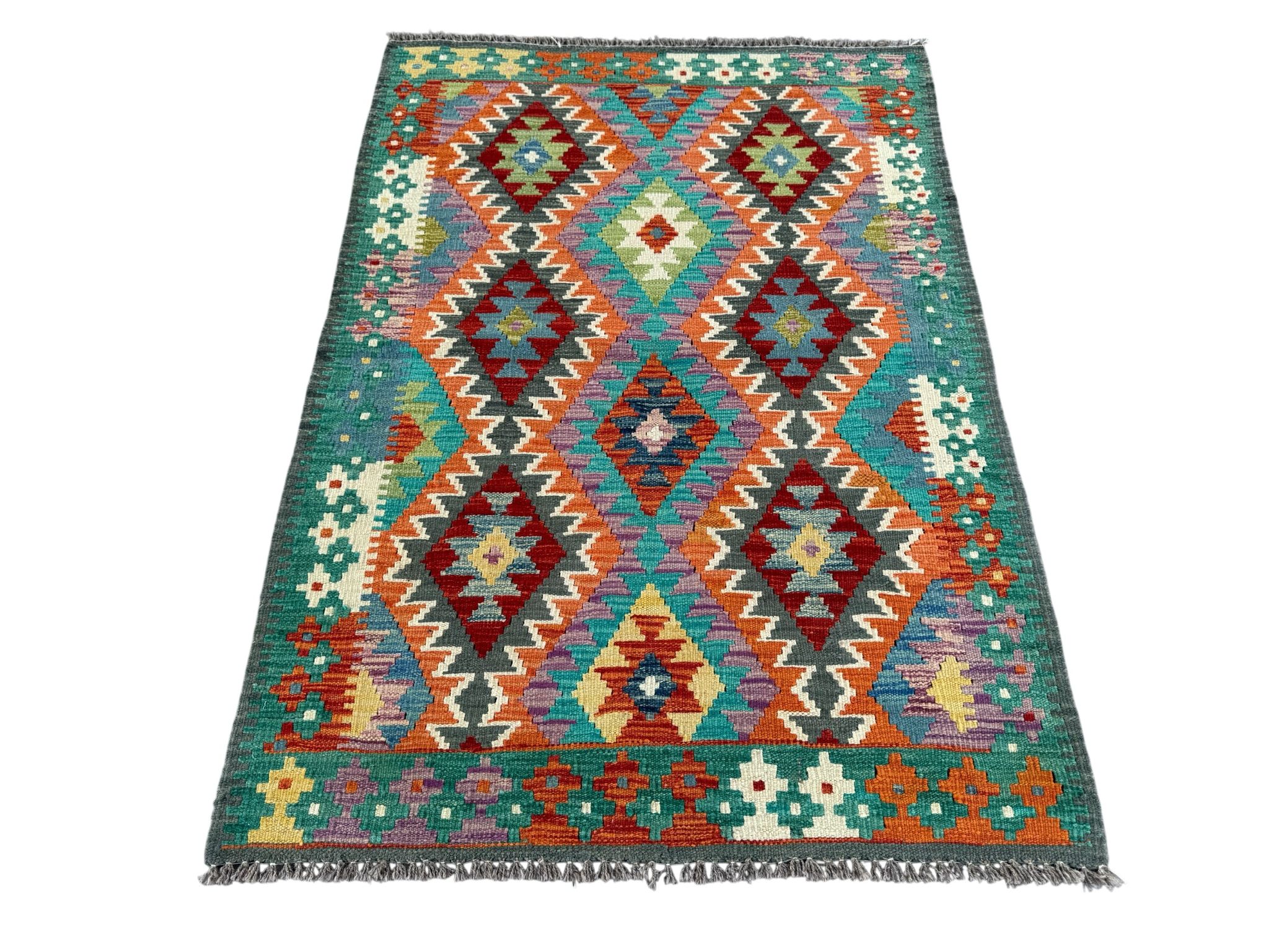 Handmade Afghan Kilim Rug 141 CM x 100 CM Sk#1441
