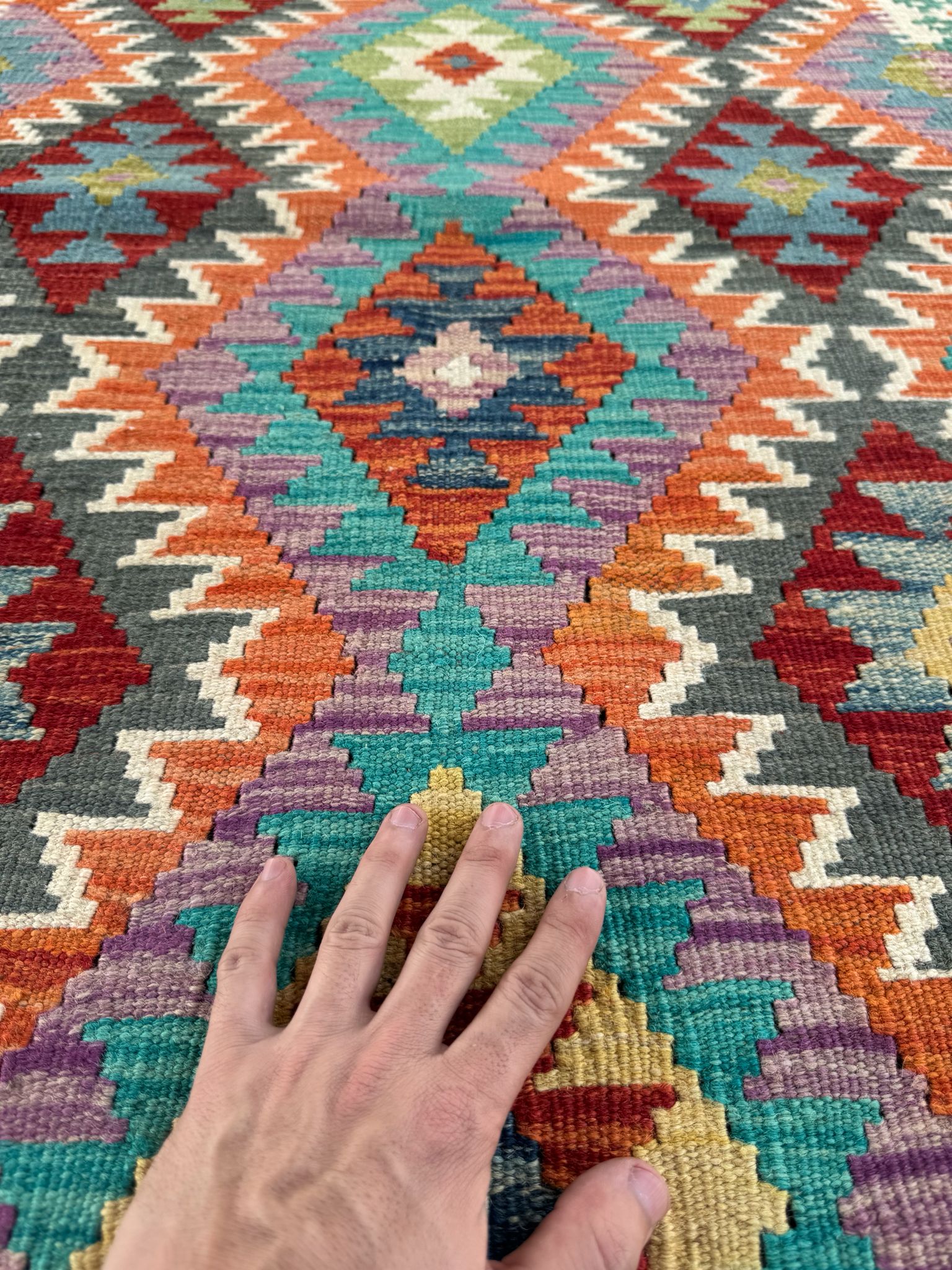 Handmade Afghan Kilim Rug 141 CM x 100 CM Sk#1441