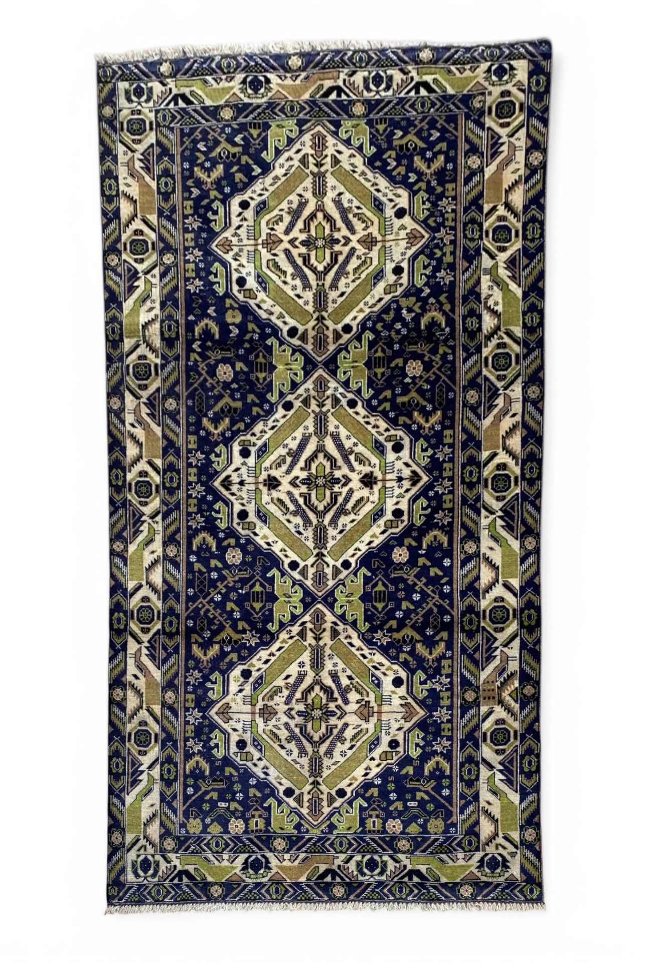 Handmade Afghan Traditional Balochi Rug 204 CM x 110 CM KAS#307