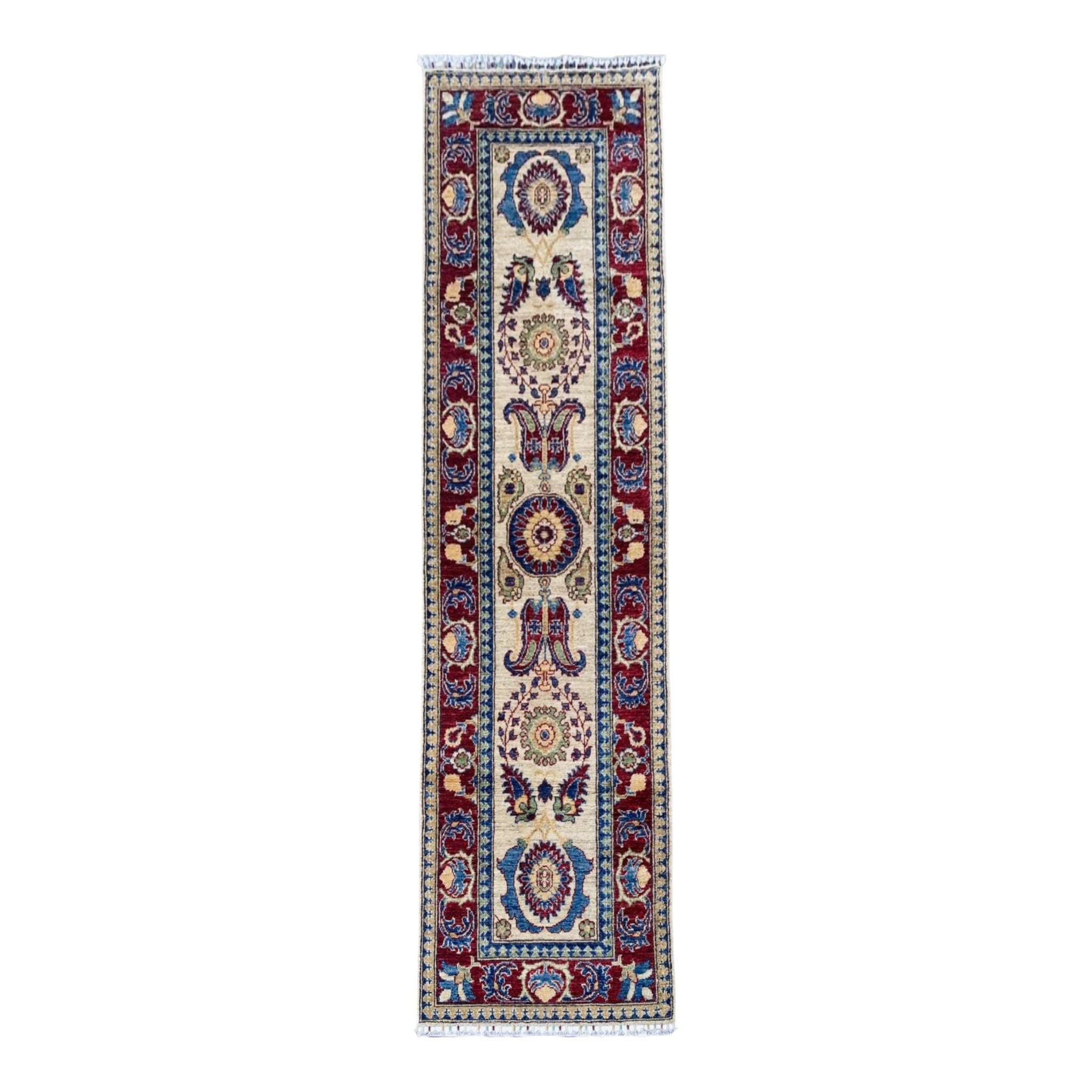 Handmade Afghan Chobi Hallway Runner Rug 304CM x 83CM SS#31