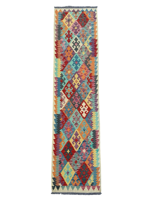 Handmade Afghan Kilim Runner Rug 290 CM x 80 CM Sk#1413