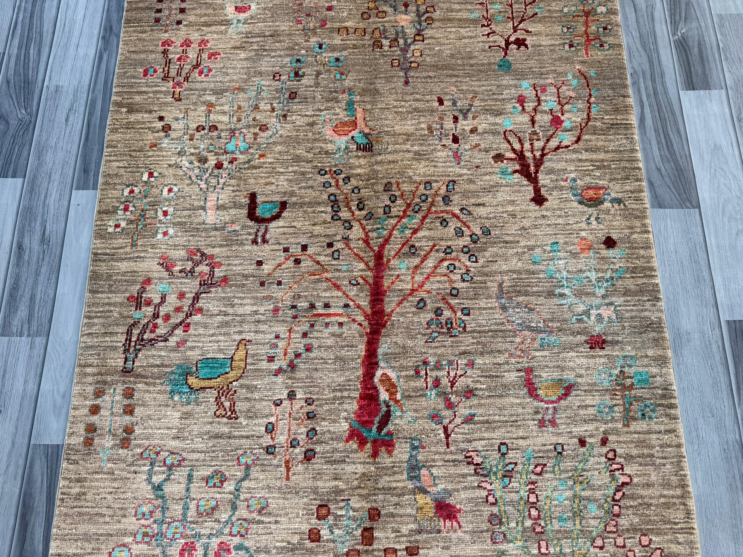 Handmade Chobi Pictorial Wool Rug 145 CM x 106 CM  SS#1402