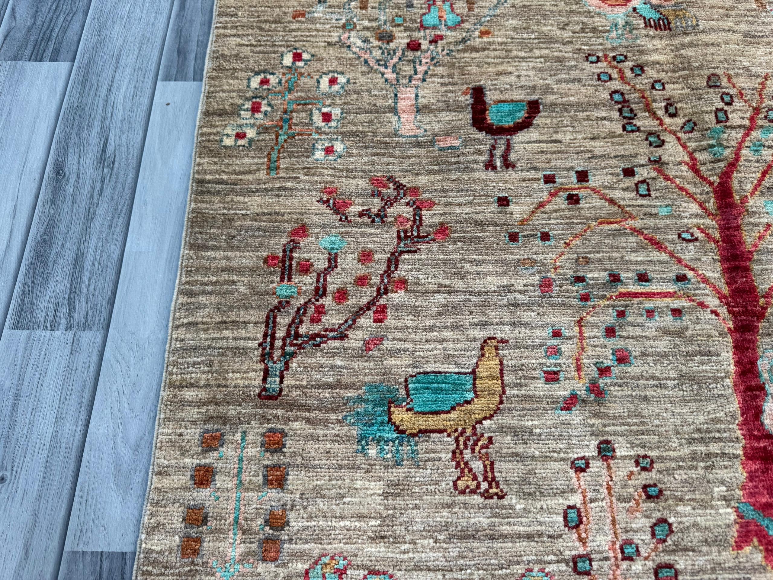 Handmade Chobi Pictorial Wool Rug 145 CM x 106 CM  SS#1402
