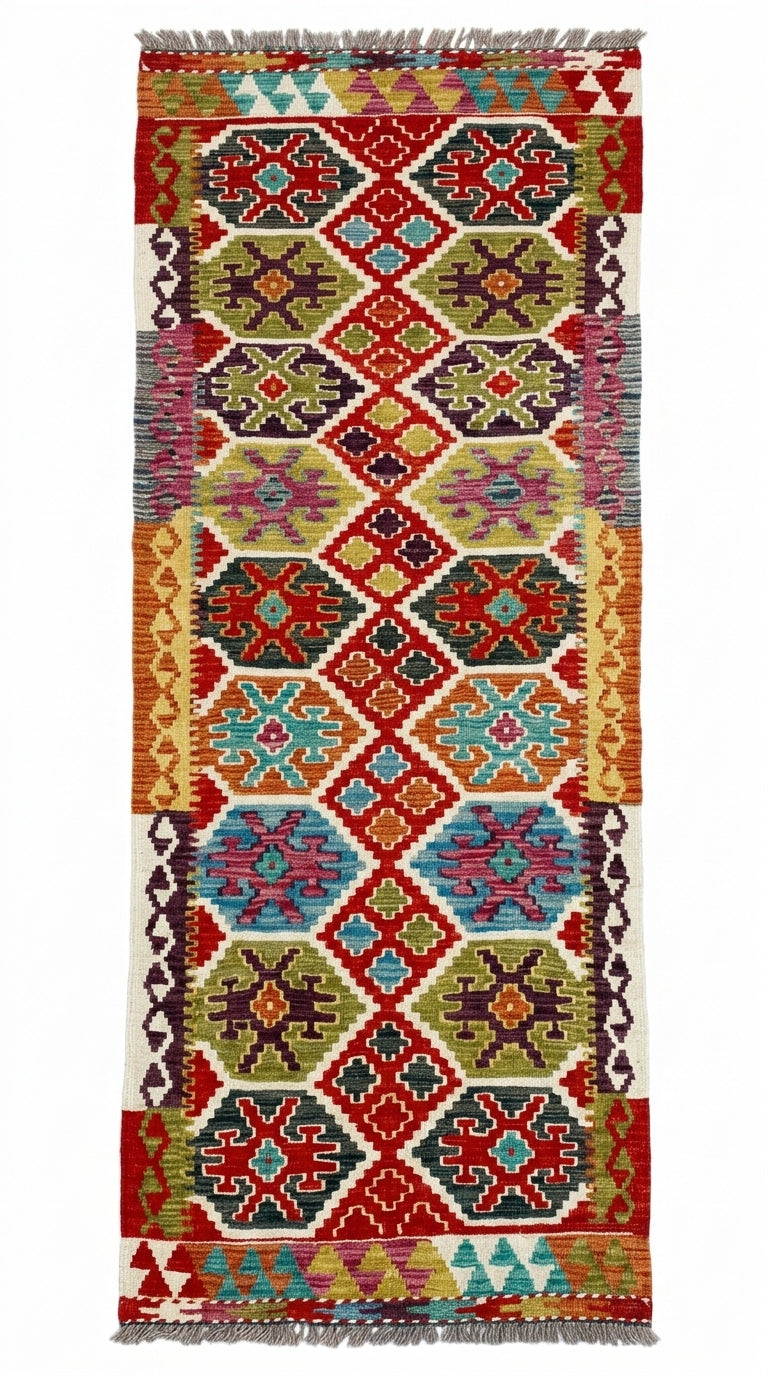 Handmade Flat Weave Kilim Rug 392 cm x 82 cm