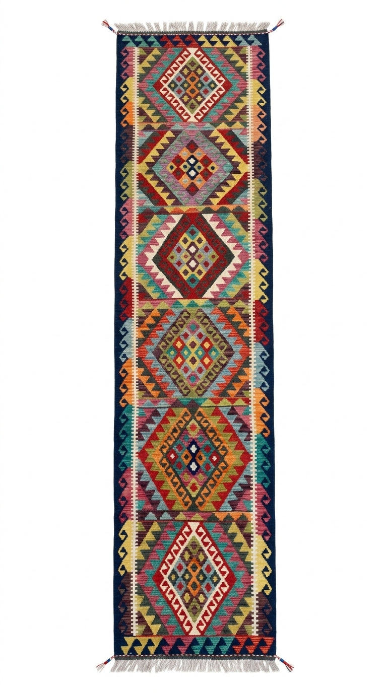 Handmade Flat Weave Kilim Rug  488 cm x 81 cm