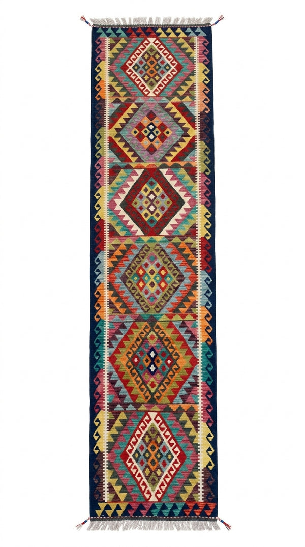 Handmade Flat Weave Kilim Rug  488 cm x 81 cm