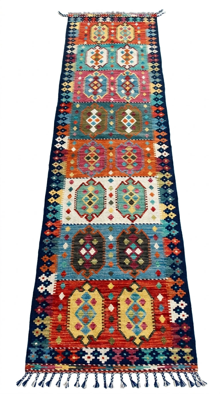 Handmade Flat Weave Kilim Rug 400 cm x 81 cm