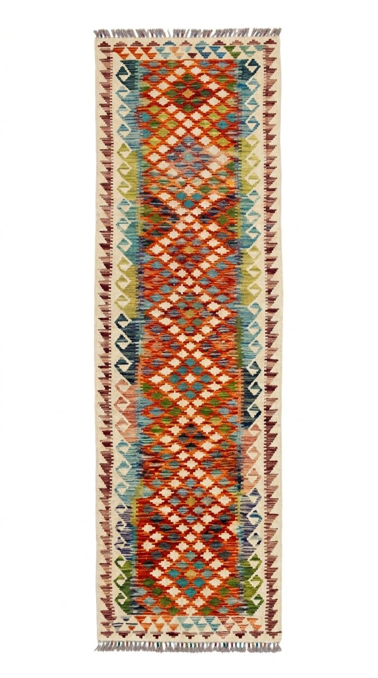 Handmade Flat Weave Kilim Rug 380 cm x 79 cm