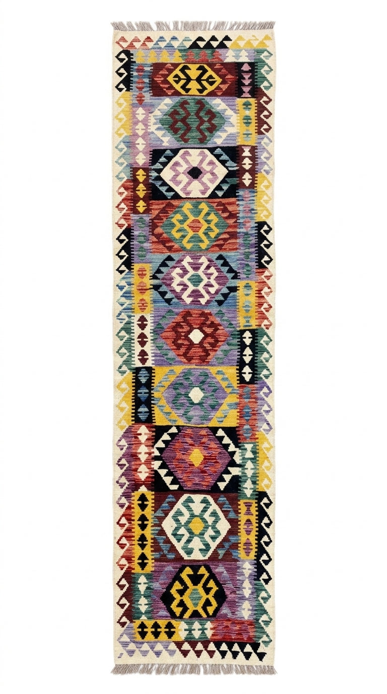 Handmade Flat Weave Kilim Rug  385 cm x 80 cm